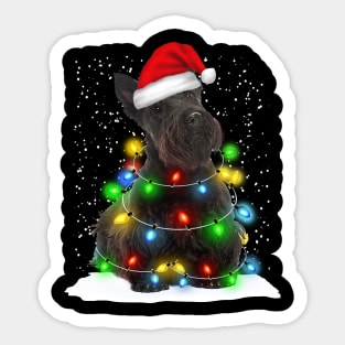 Scottish Terrier Christmas Santa Hat Xmas Tree Color Lights Sticker